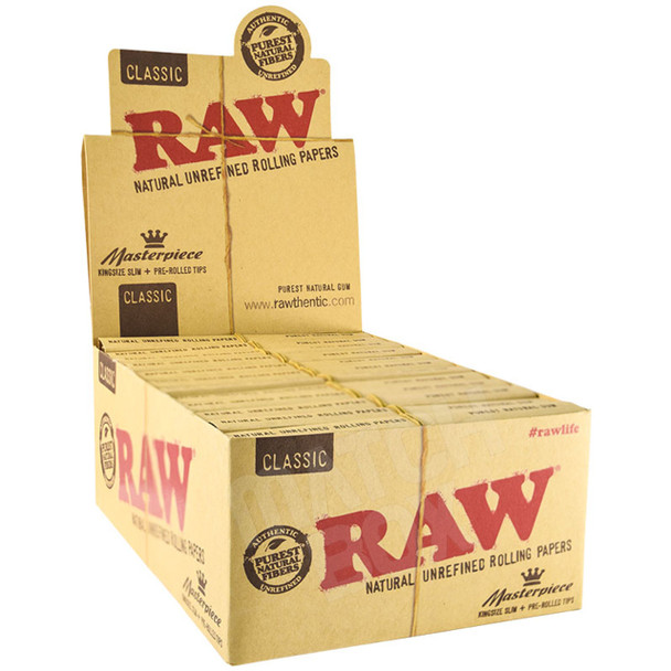 Raw Classic Masterpiece Rolling Papers With Prerolled Tip 24ct Box