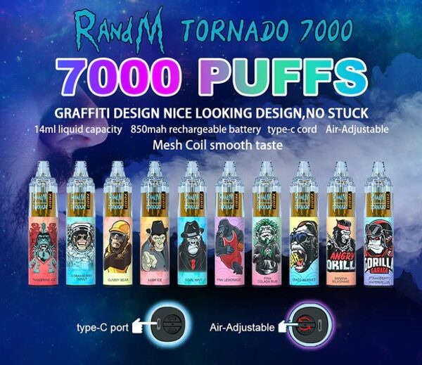 R&M Tornado 7000 Puffs Recharge Disposables (10ct/Box) Assorted Flavors